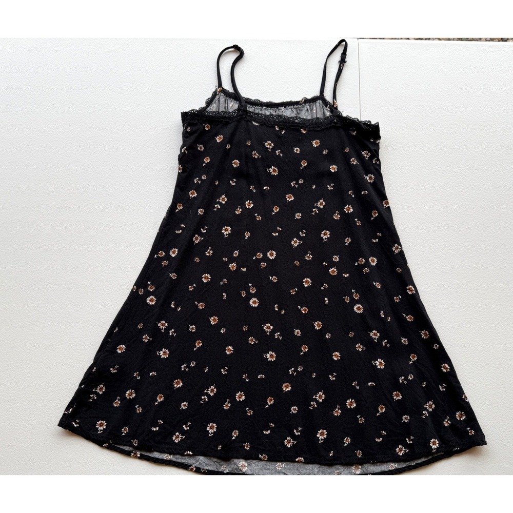 Womens Baby Doll Top by Art Class Size L 10/12 Black Daisy Print Y2K Coquette - Picture 8 of 15